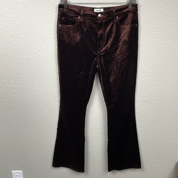 New Agolde Nico High Rise Slim Boot Pants in Chocolate Milk Velvet Sz 32 - Picture 4 of 14